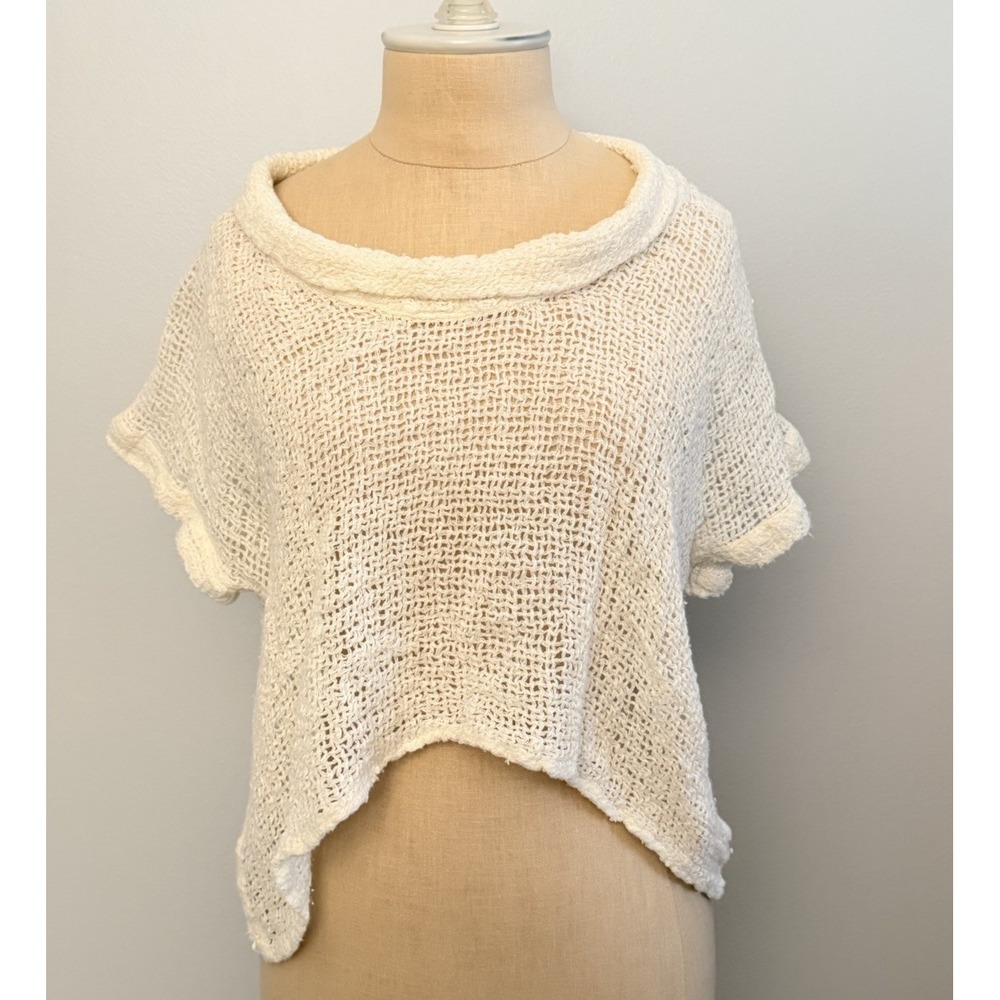 La Bottega Di Brunella Cropped Shirt Sz 0 White Artisan Linen Lagenlook Boho